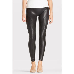 SPANX NWT Faux Leather Moto Leggings in Very Black // XS